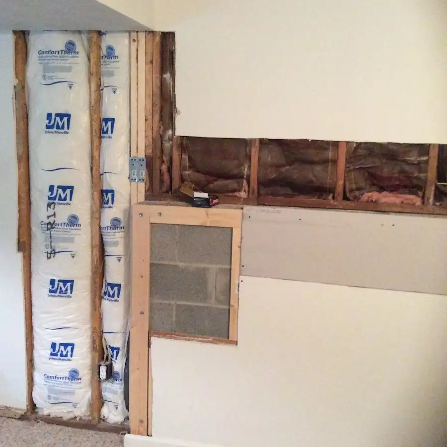 Wall insulation replacement during Basement Flood Cleanup in Plymouth